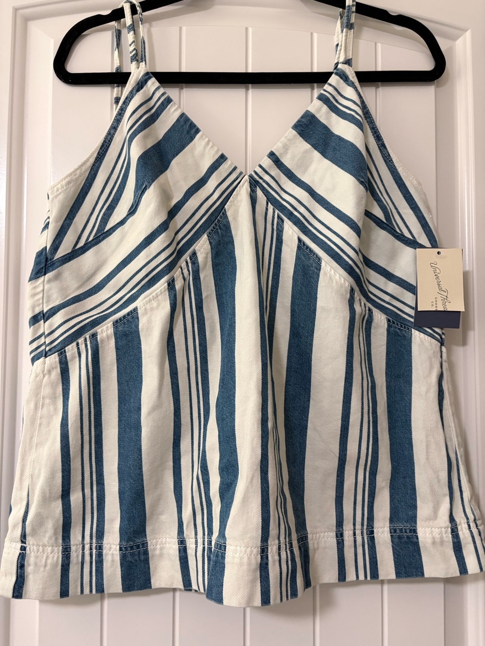 Universal Thread Blue & White Striped V-Neck Tank